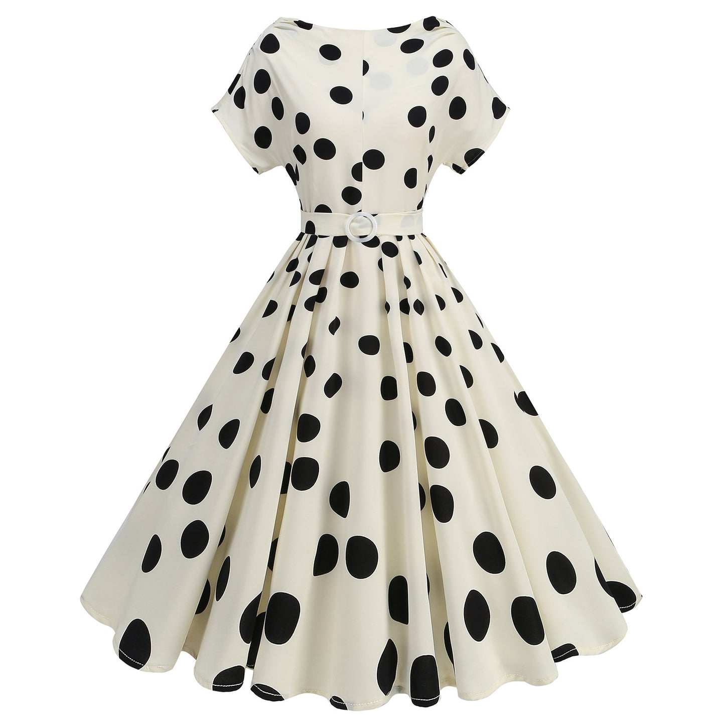 Women's Retro Elegant Halloween Swing Collar Pile Sleeve Polka Dress