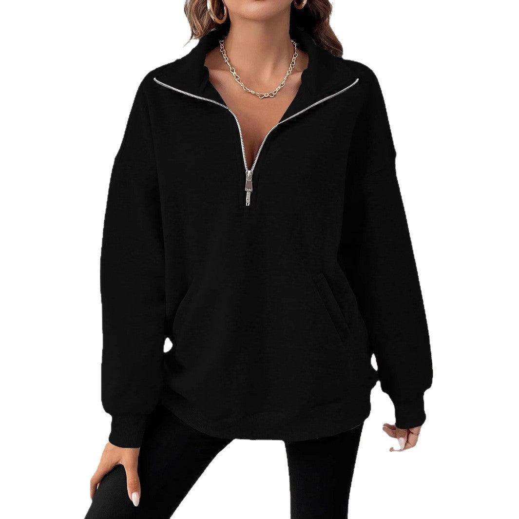 Women's Sexy Design Lapel Pocket Loose Long Sleeve Tops