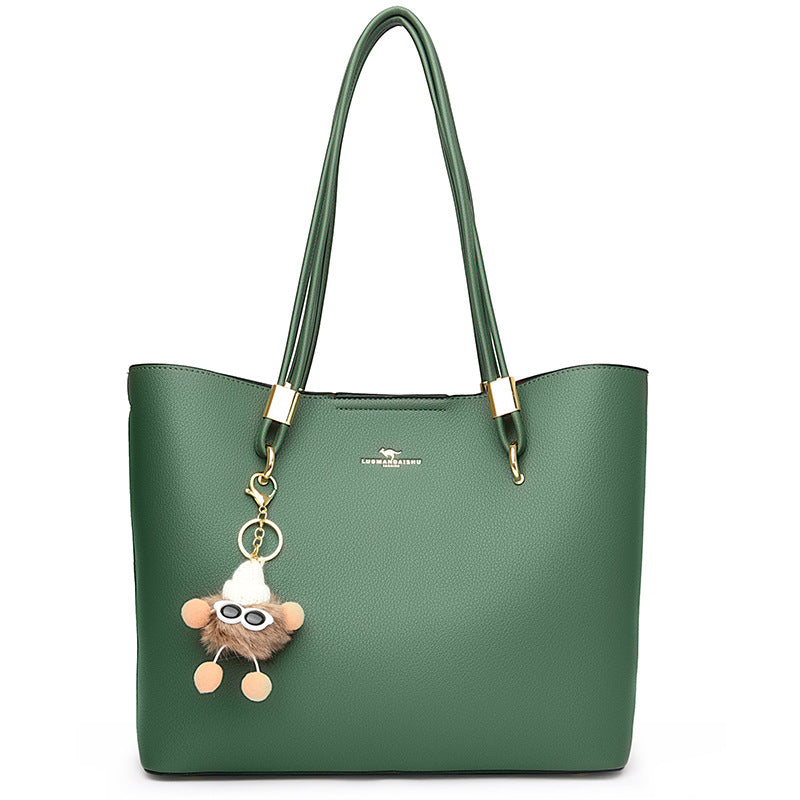 Women's Fashion Simple Solid Color Texture Portable Everyday Tote Bags