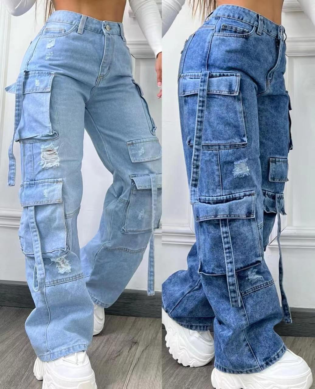 Women's Foreign Fashion Large High Waist Casual Jeans