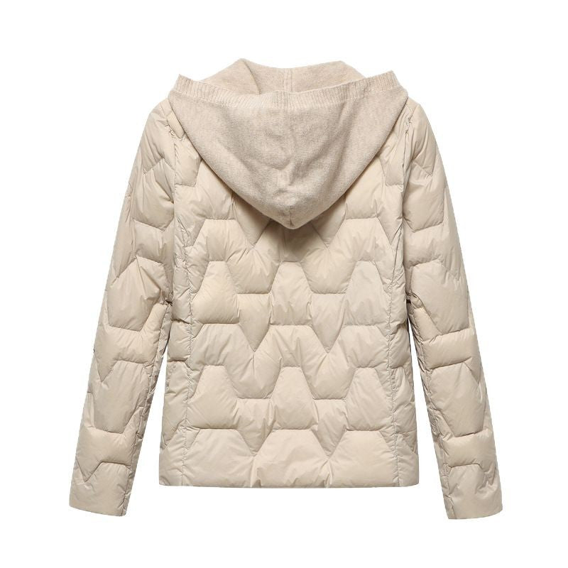 Women's Down Knitted Hooded Breasted Lightweight Shorts
