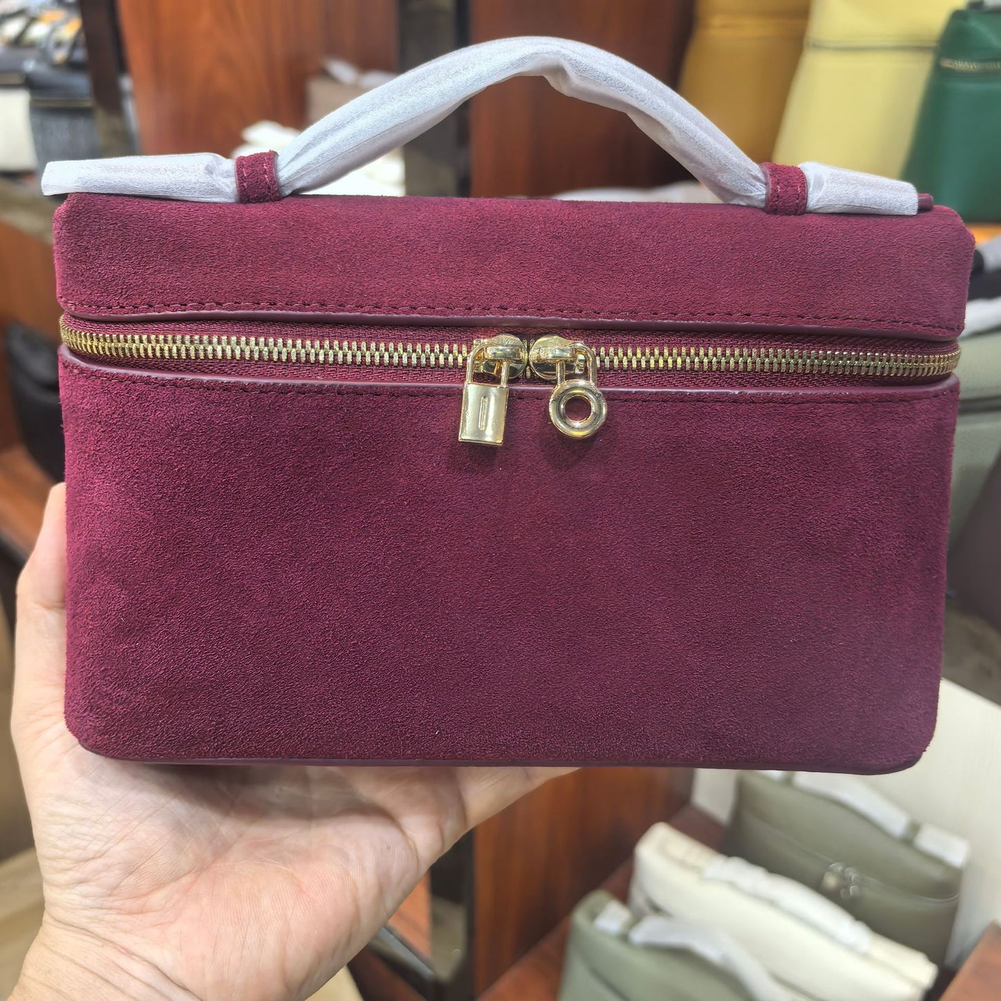 Creative Layer Cowhide Lunch Box Suede Bags