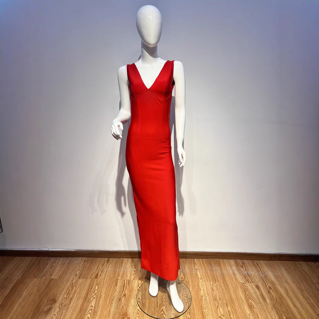 Women's Affordable Luxury Deep V Strap Big Dress Dresses