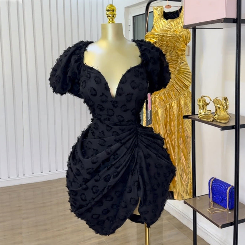 Women's Sexy Puff Sleeve High Waist Slimming Dresses