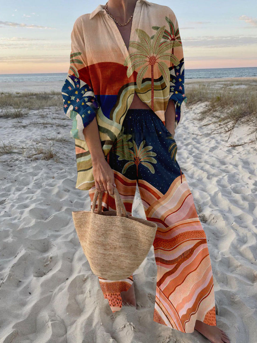 Women's Style Cruise Wear Seaside Tropical Printing Suits