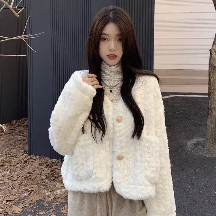 Style Soft Glutinous Western Plush Female Korean Coats