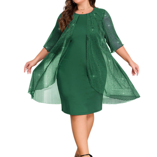 Sier Silk Shiny Mesh Elegant Banquet Dresses