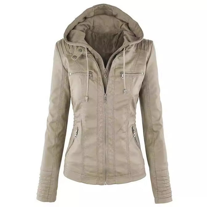 Women's Fashion Detachable Lapel Long Sleeve Solid Color Jackets