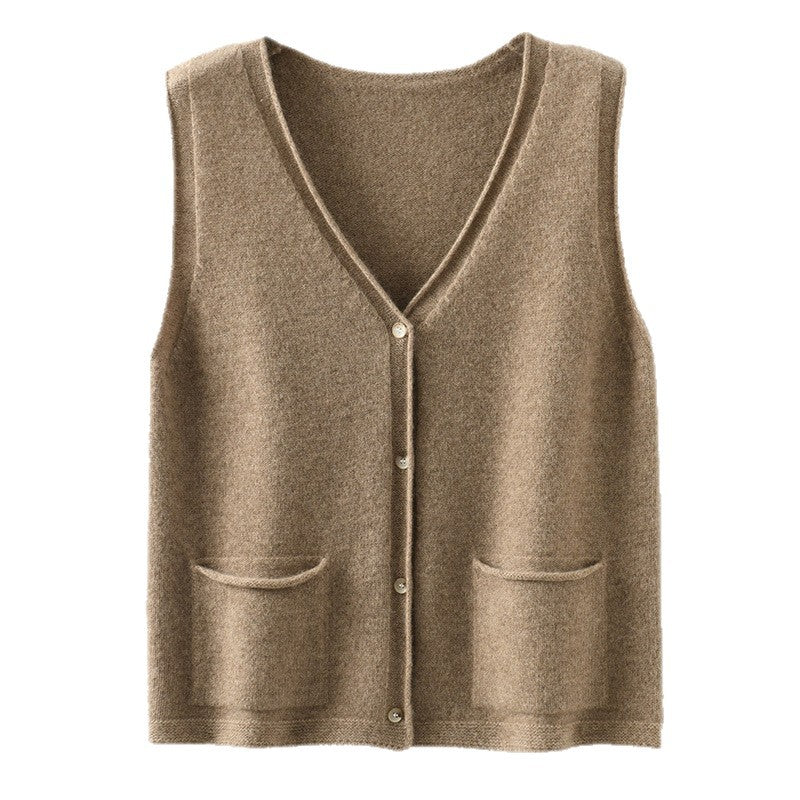 Women's Simple Pure Wool Knit Sleeveless Vintage Vests
