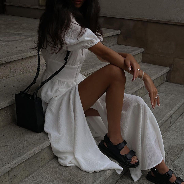 Dress Design Puff Sleeve Slimming Temperament Dresses