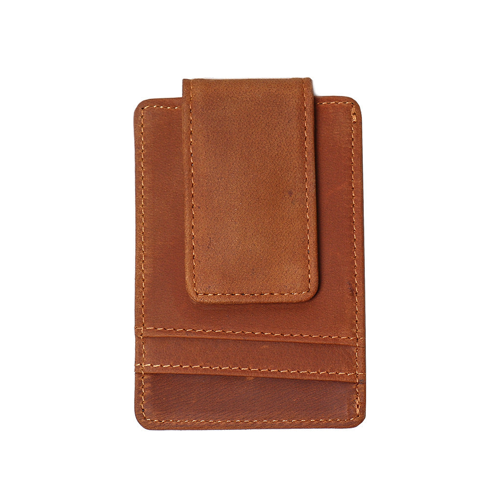 Men's Crazy Horse Leather Multiple Slots Magnet Card Holder