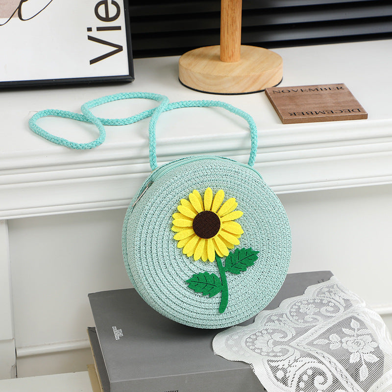 Summer Seaside Flower Straw Hand-woven Female Phone Bags