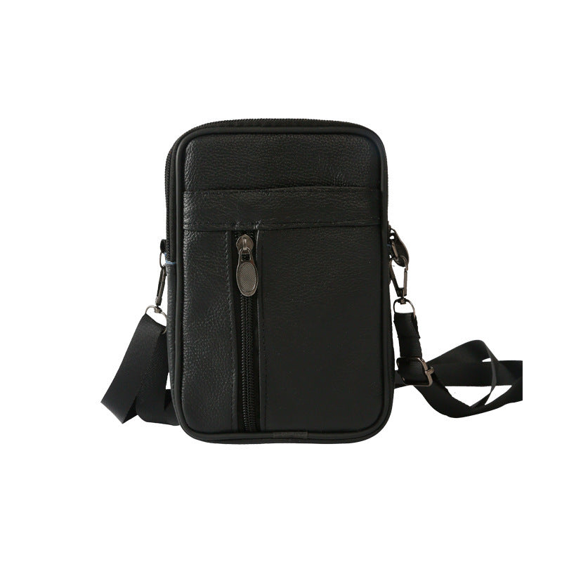 Casual Men's Versatile Vertical Leather Zipper Men's Messenger Bags