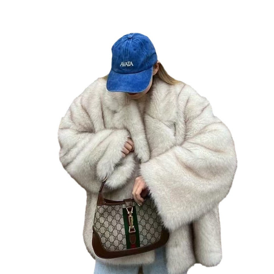 Women's Fur Fluffy Dyed Tip Fox Loose Coats