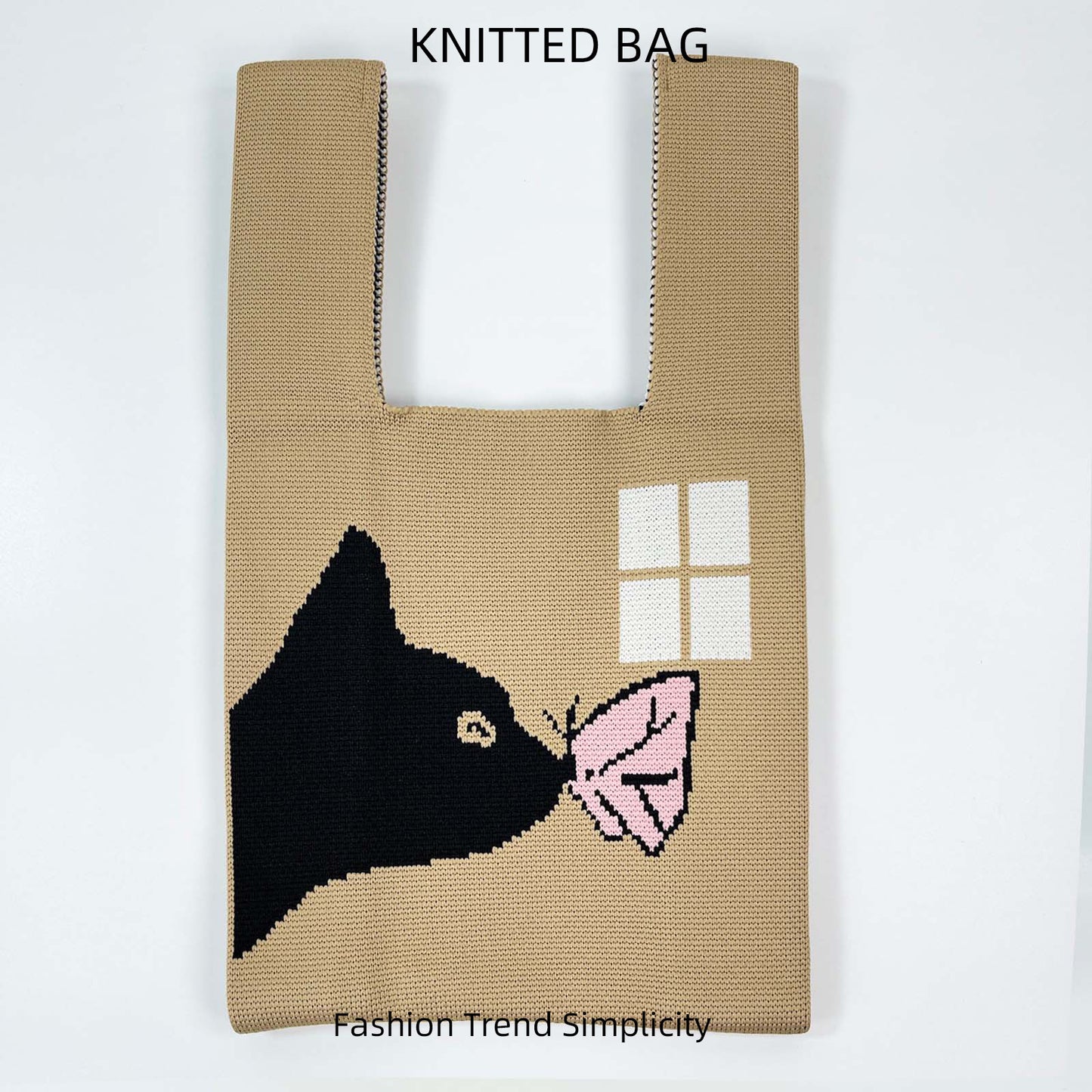 Women's Flower Knitted Large Capacity Totes Wrist Handbags