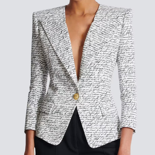 Fashion English Letter Print One Button Small Suit
