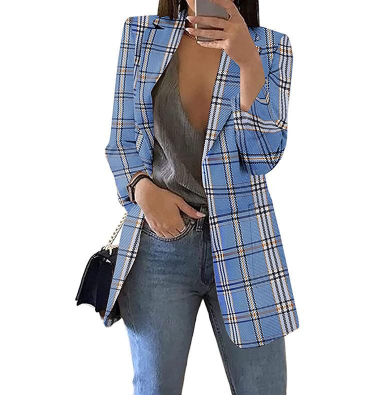 Women's Fashion Plaid Leisure Lapel For Small Suit