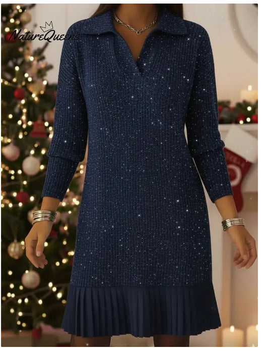 Autumn Casual Long-sleeved Collar Dress Broken Dresses