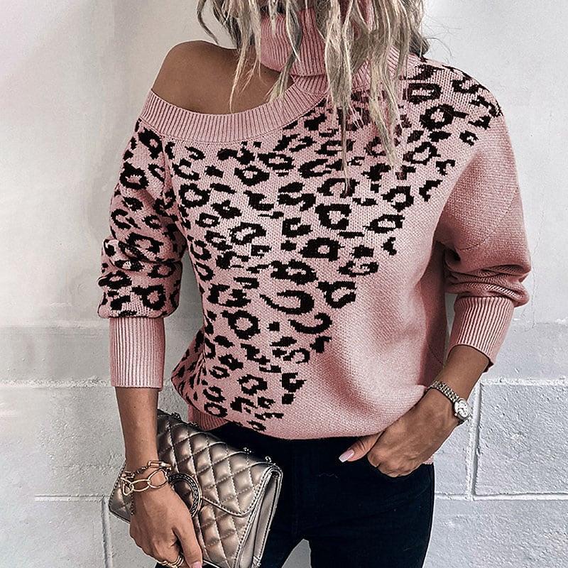 Women's Fashion Wear Leopard Print Long Sleeve Sweaters