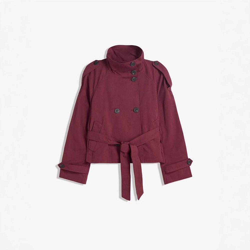Retro Lapels Design Double Breasted Lace Up Coats