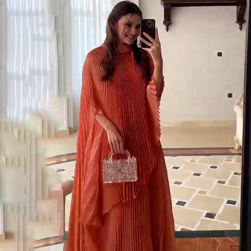 Women's Graceful Fashionable Chiffon Pullover Cloak Batwing Sleeve Dresses