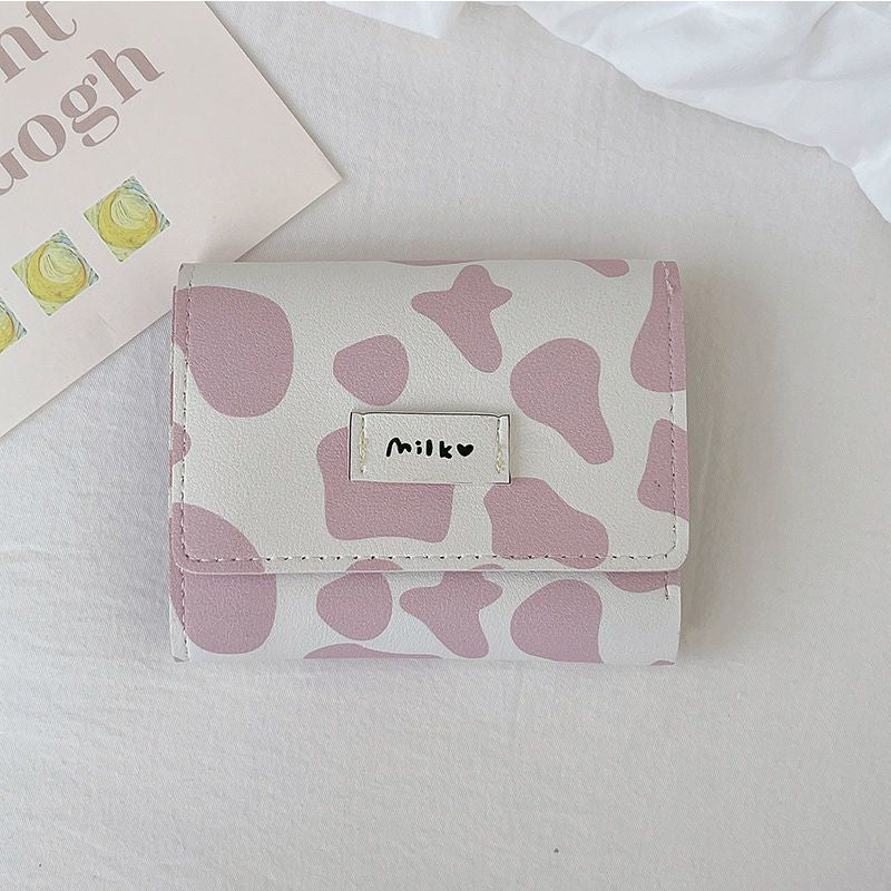 Cow Short Folding Fresh Korean Style Ladies Wallets
