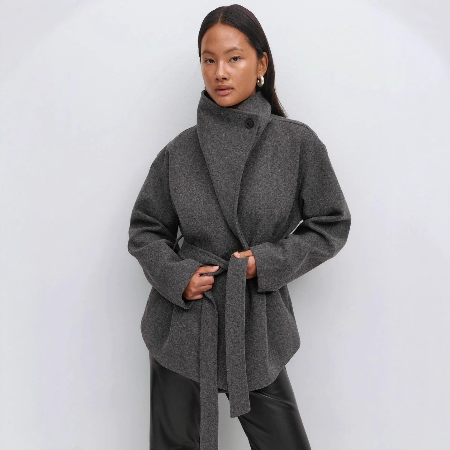 Women's Stand Collar Double-sided High-grade Mid-length Thick Coats