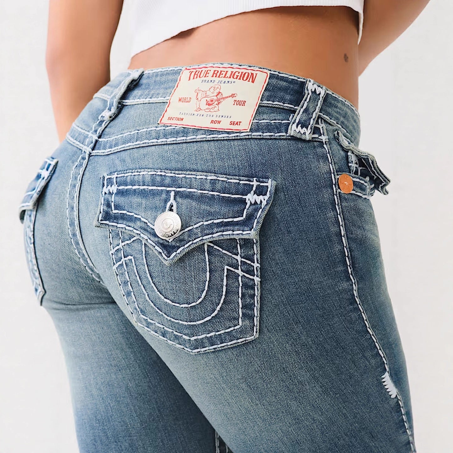 Women's Distressed Embroidery Sexy Street High Waist Jeans