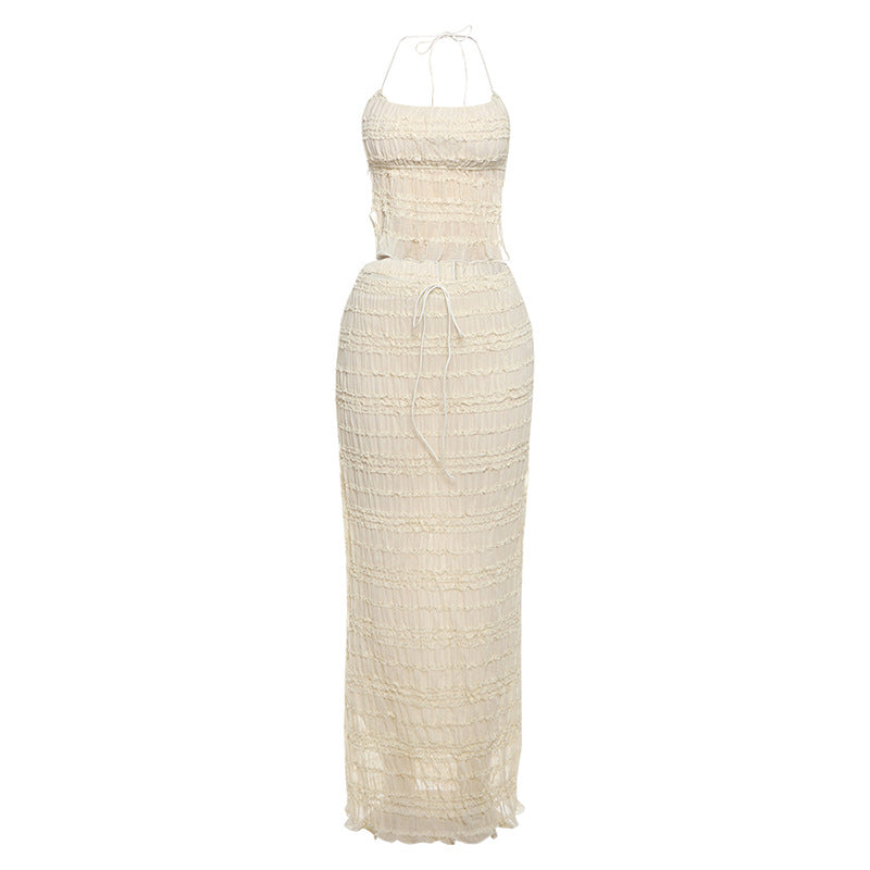 Women's Spring Fashion Halter Backless Sexy Pleated Suits
