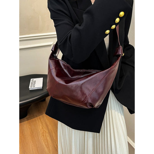 Women's Soft Leather Oil Wax Dumpling Retro Large Crossbody Bags