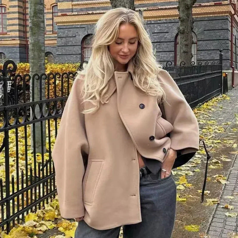 Women's Creative Single-breasted Lapel Loose Wool Jackets