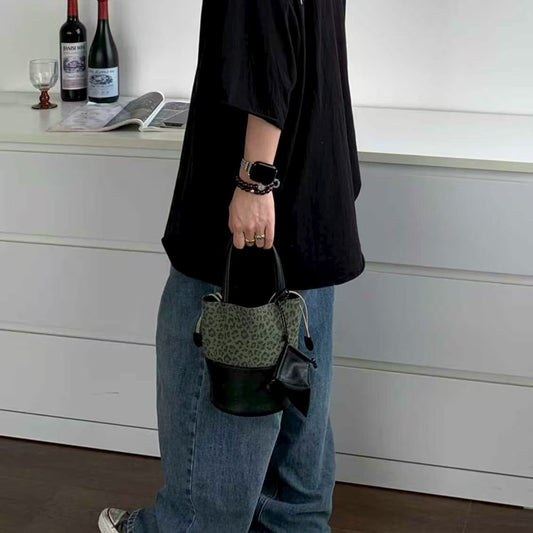 Women's Leather Cowhide Stitching Design Contrast Color Crossbody Bags