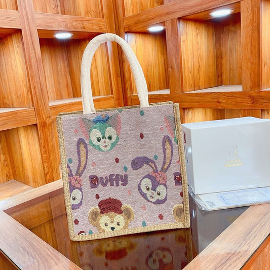 Portable Linen Cartoon Creative Knitting Korean Shoulder Bags