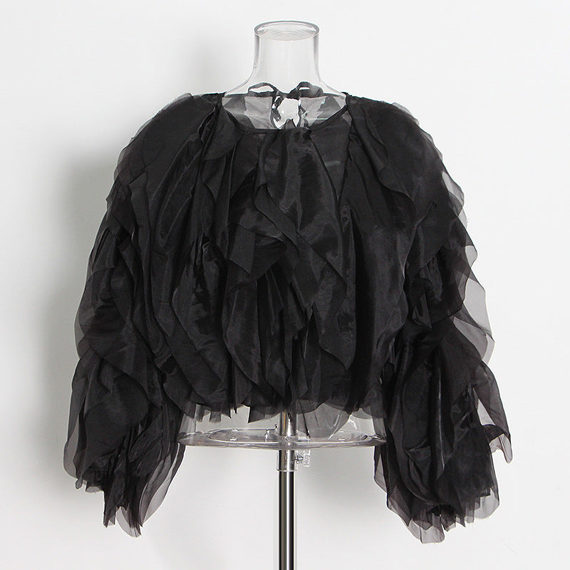 Solid Color Spring High-grade Round Neck Blouses