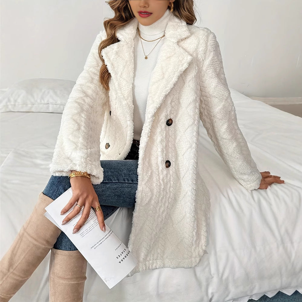 Double-sided Veet Jacquard Collar Comfortable Warm Coats