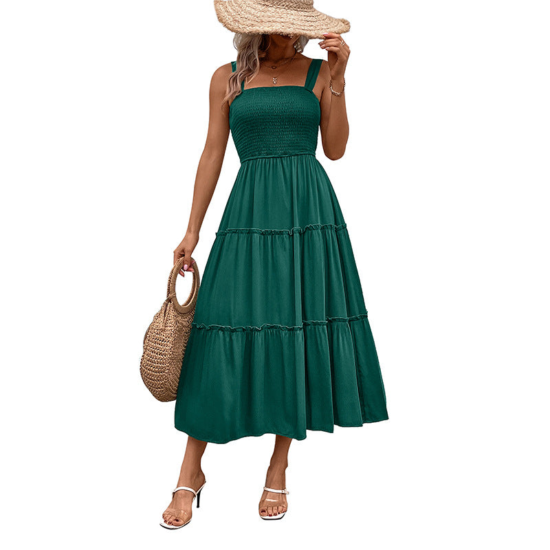 Popular Casual Vacation Versatile Solid Color Dresses