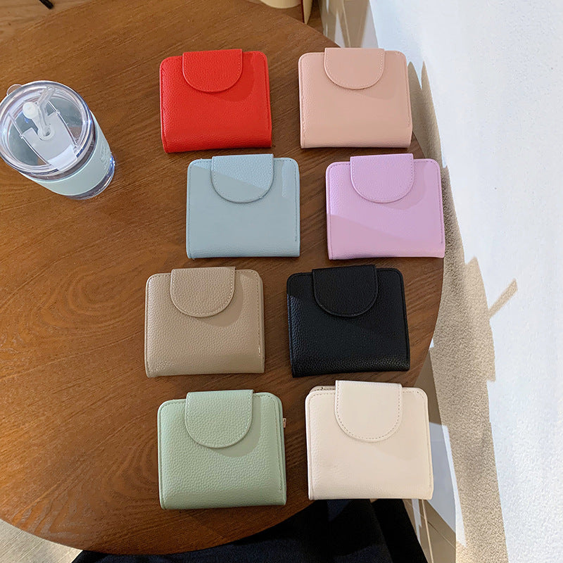 Simple Style Dopamine Color Matching Korean Ladies Wallets