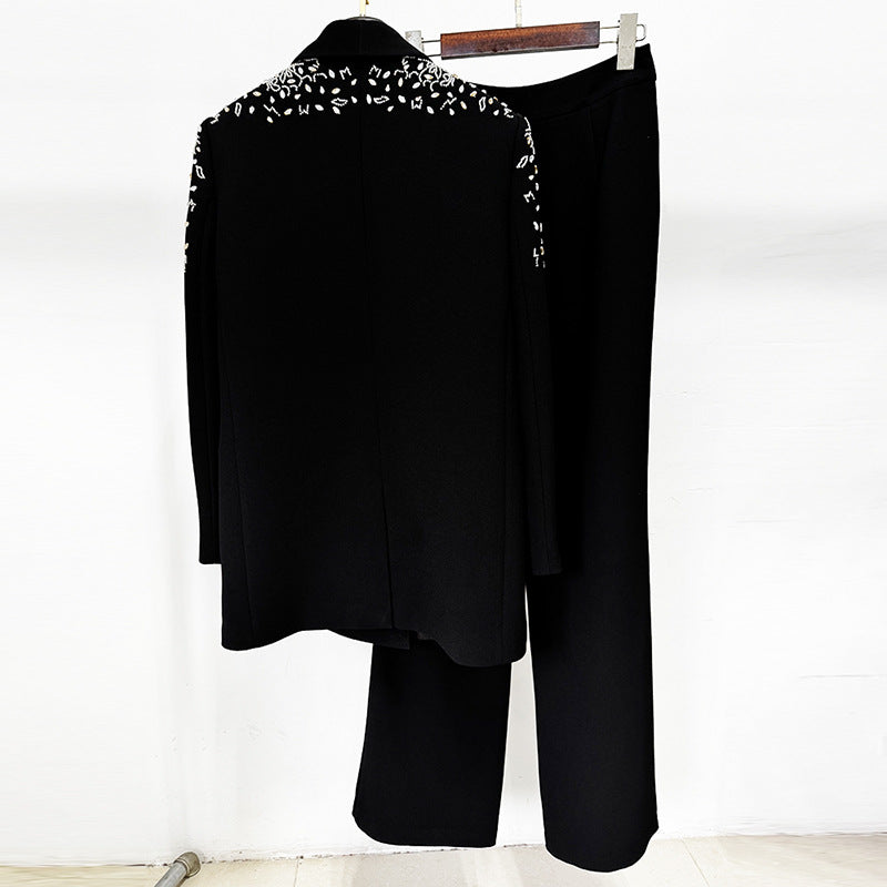 Trendy Pretty Bead Diamond Trousers Two-piece Fashion Casual Suit