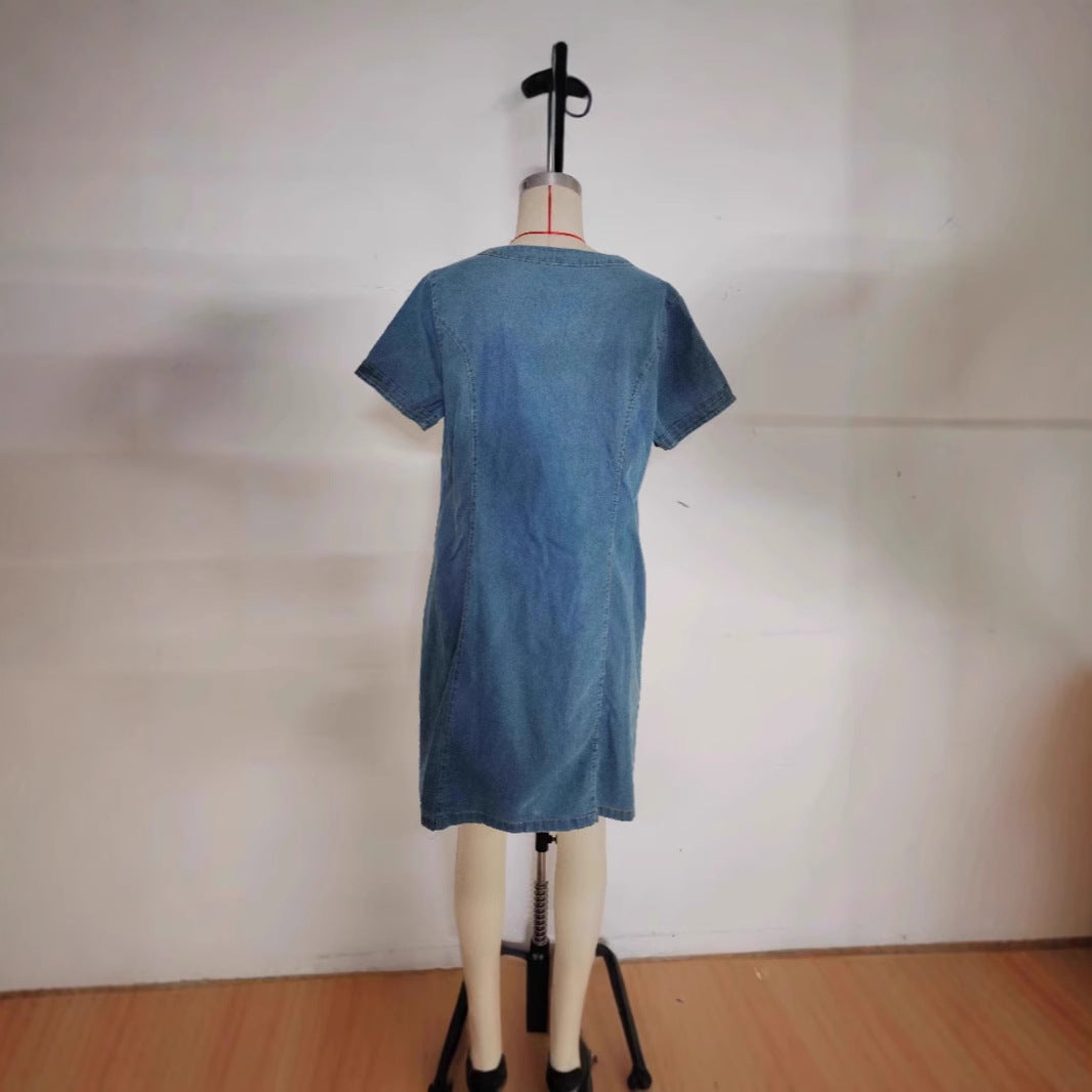 Women's Thin Denim Dress Summer Sleeve Leisure Dresses