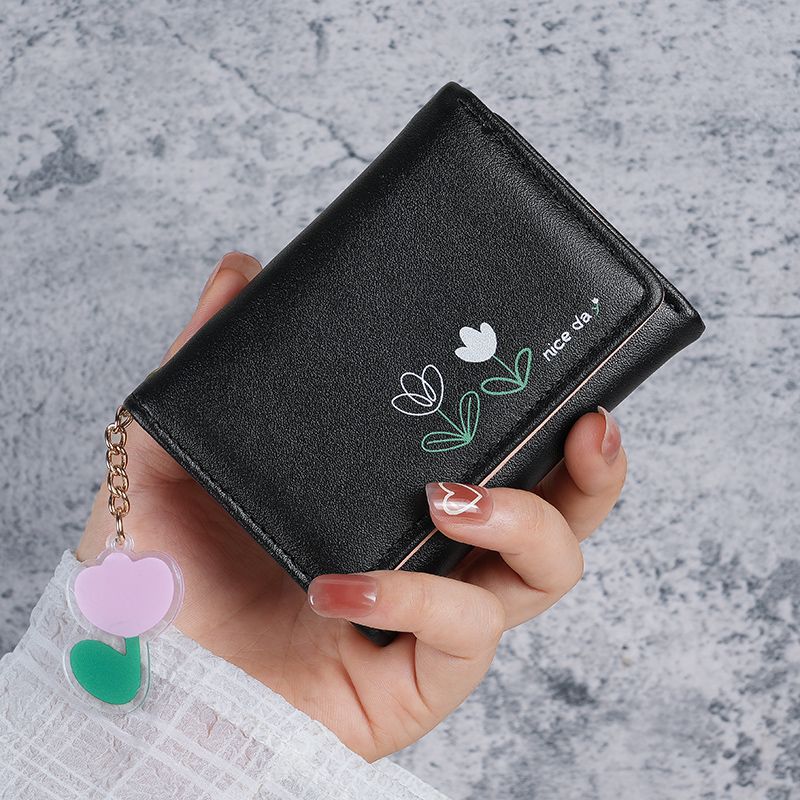 Women's Short Solid Color Simple Printed Cute Ladies Wallets