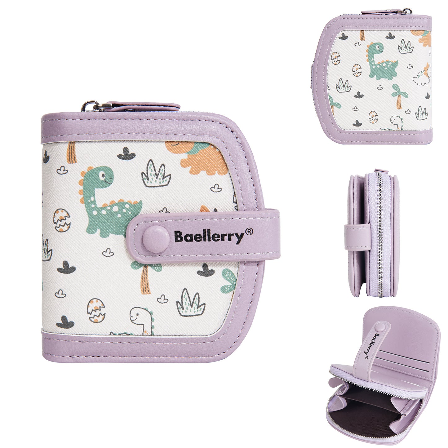 Women's Short Cute Cartoon Dinosaur Multiple Slots Ladies Wallets