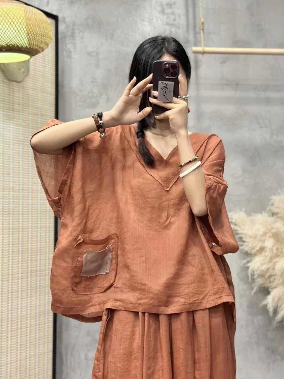 Fine Ramie Fashionable Stylish Pullover Artistic Loose Thin Fashion Casual Suit