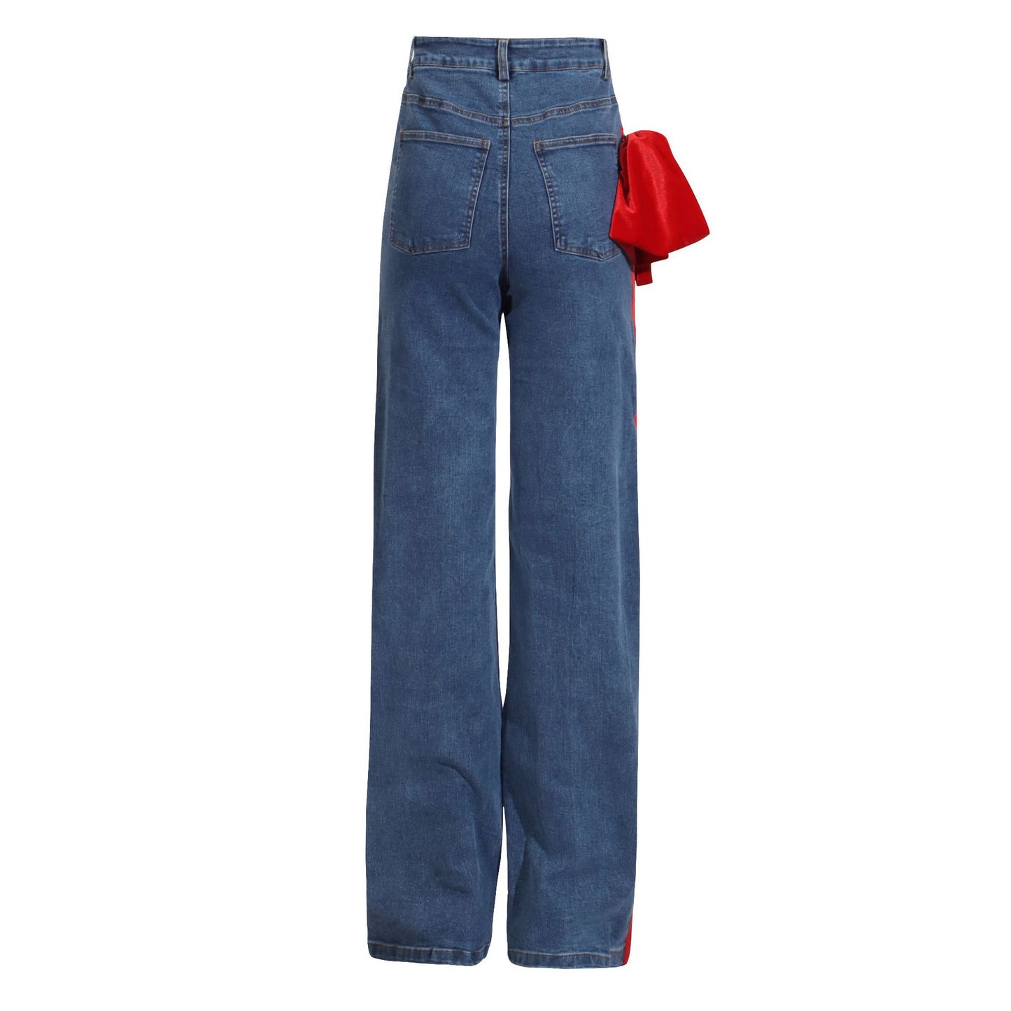 Women's Spring Trendy Color Contrast Patchwork Design Sense High Jeans