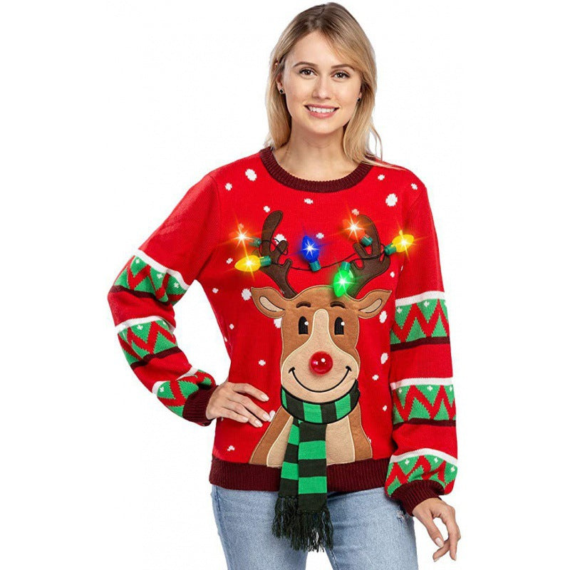 Christmas Elk Atmosphere With Lights Decoration Knitwear