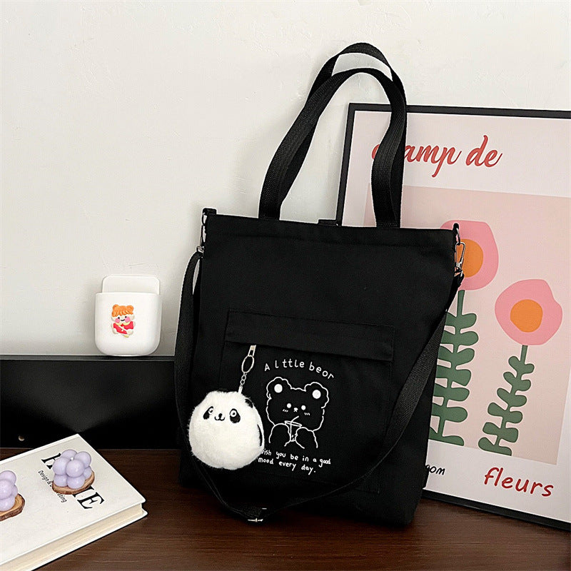 Simple Female Stylish Texture Canvas Class Handbags