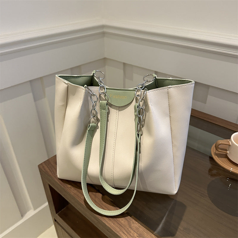 Women's Simple Textured Gentle Spring Commuter Underarm Tote Bags