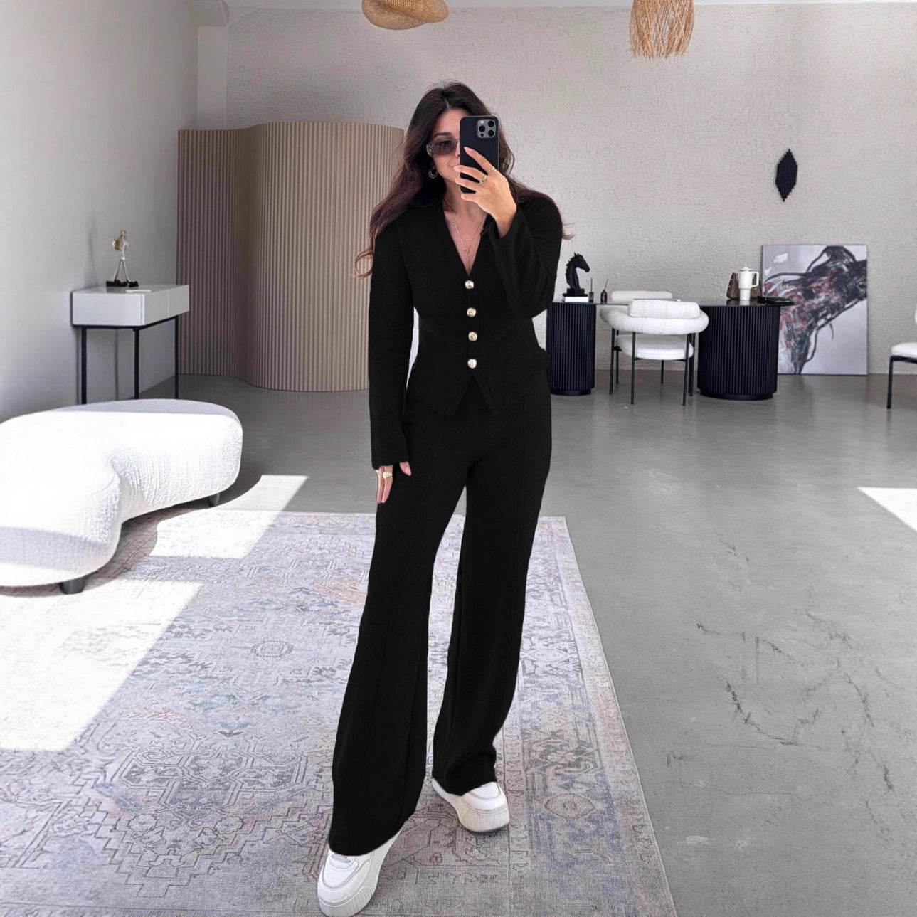 Women's Casual Button Trousers Fashion Wear Suits
