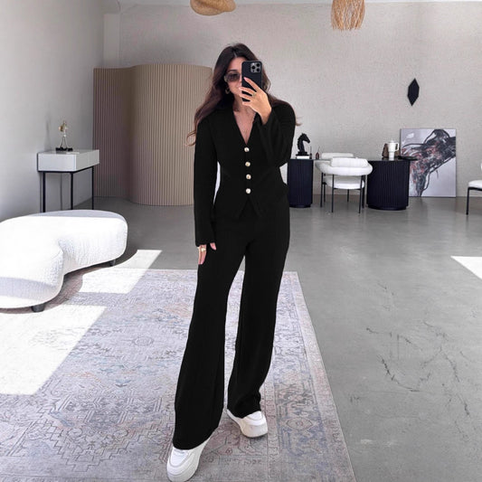 Women's Casual Button Trousers Fashion Wear Suits