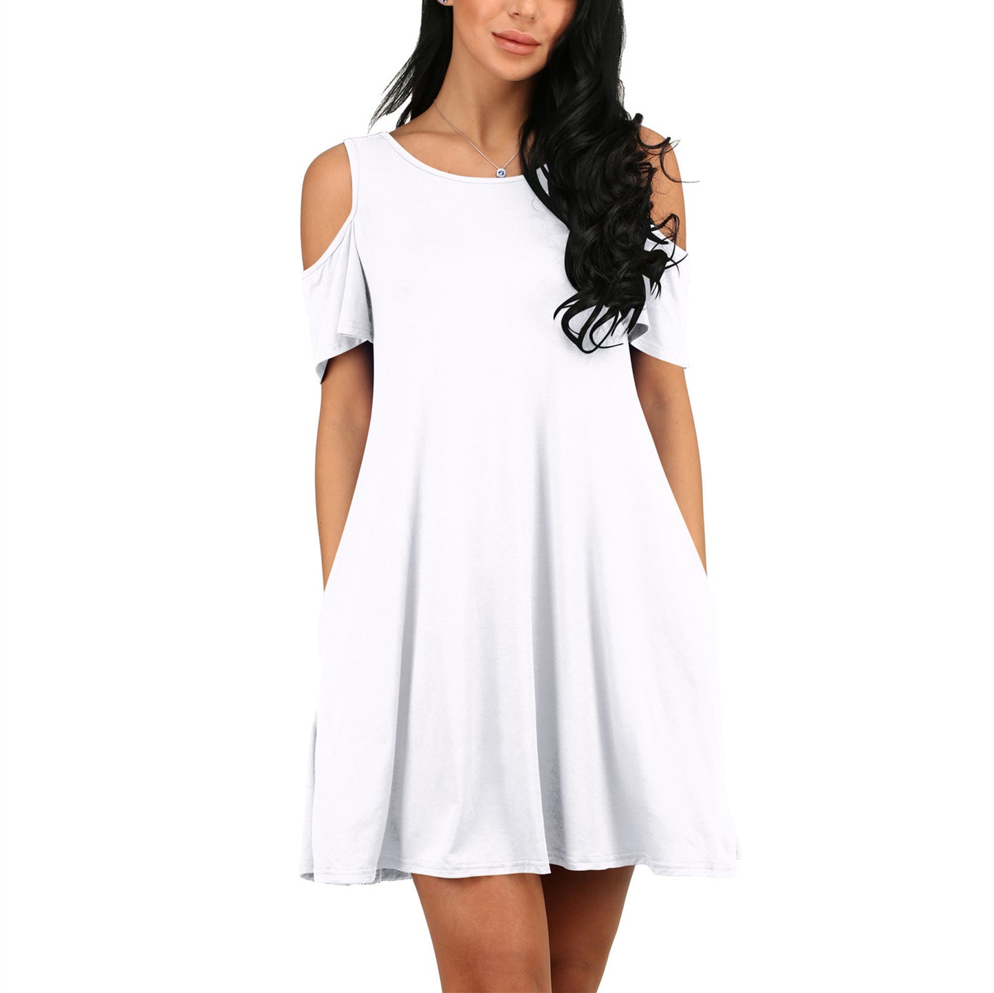 Women's Raglan Sexy Solid Color Wide Hem Mid-length Dress