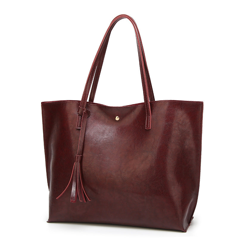 Women's Leather Patent Surface Portable Large Summer Capacity Tote Bags